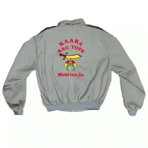 VINTAGE WESTARK Shriners “Kaaba Rag Tops Moulton Ia” Zip Gray Bomber Jacket SzXL